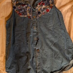 Vintage Floral Denim Top